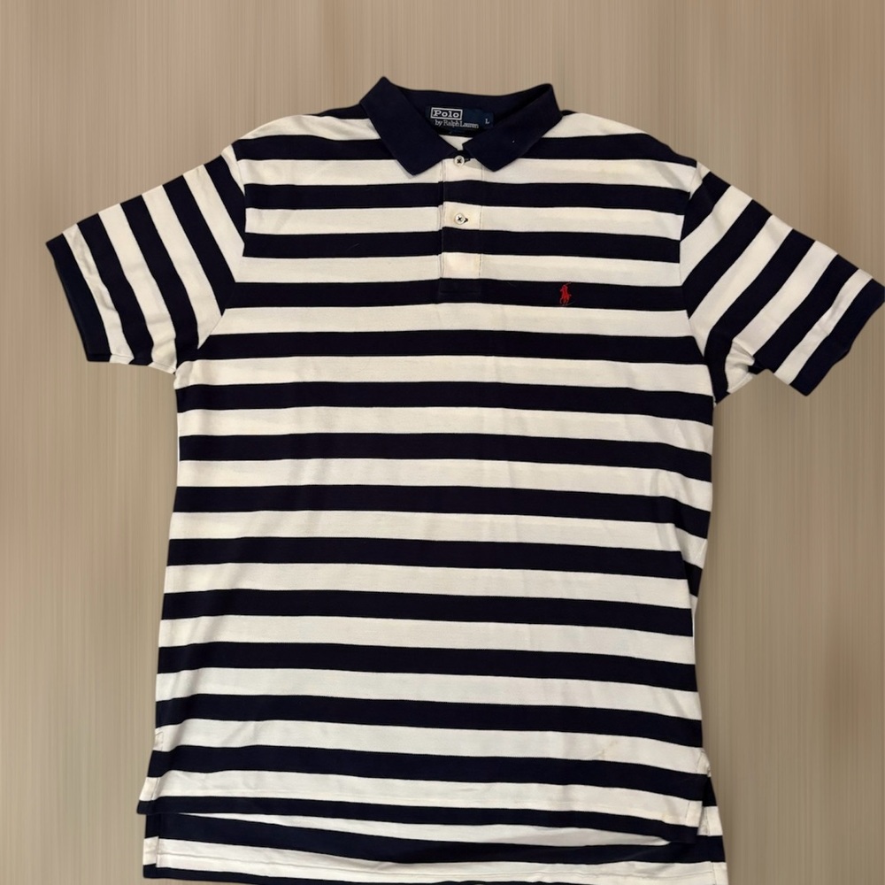 Ralph Lauren Men's Black and White Striped Polo Shirt